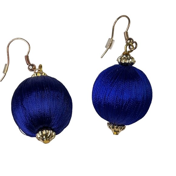 Blue Gold Beaded Statement Necklace Earrings Set Fashion Jewelry u - Picture 4 of 6